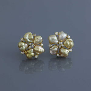 Champagne Keshi Flower Earrings V2