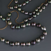 Load image into Gallery viewer, Rose Gold and Peacock Tahitian Pearl Rope Necklace
