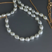 Load image into Gallery viewer, Rose Gold and White Keshi Pearl Rope Necklace
